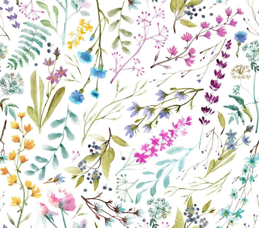 Watercolor Floral Wallpaper: Peel and Stick Removable Wall Mural