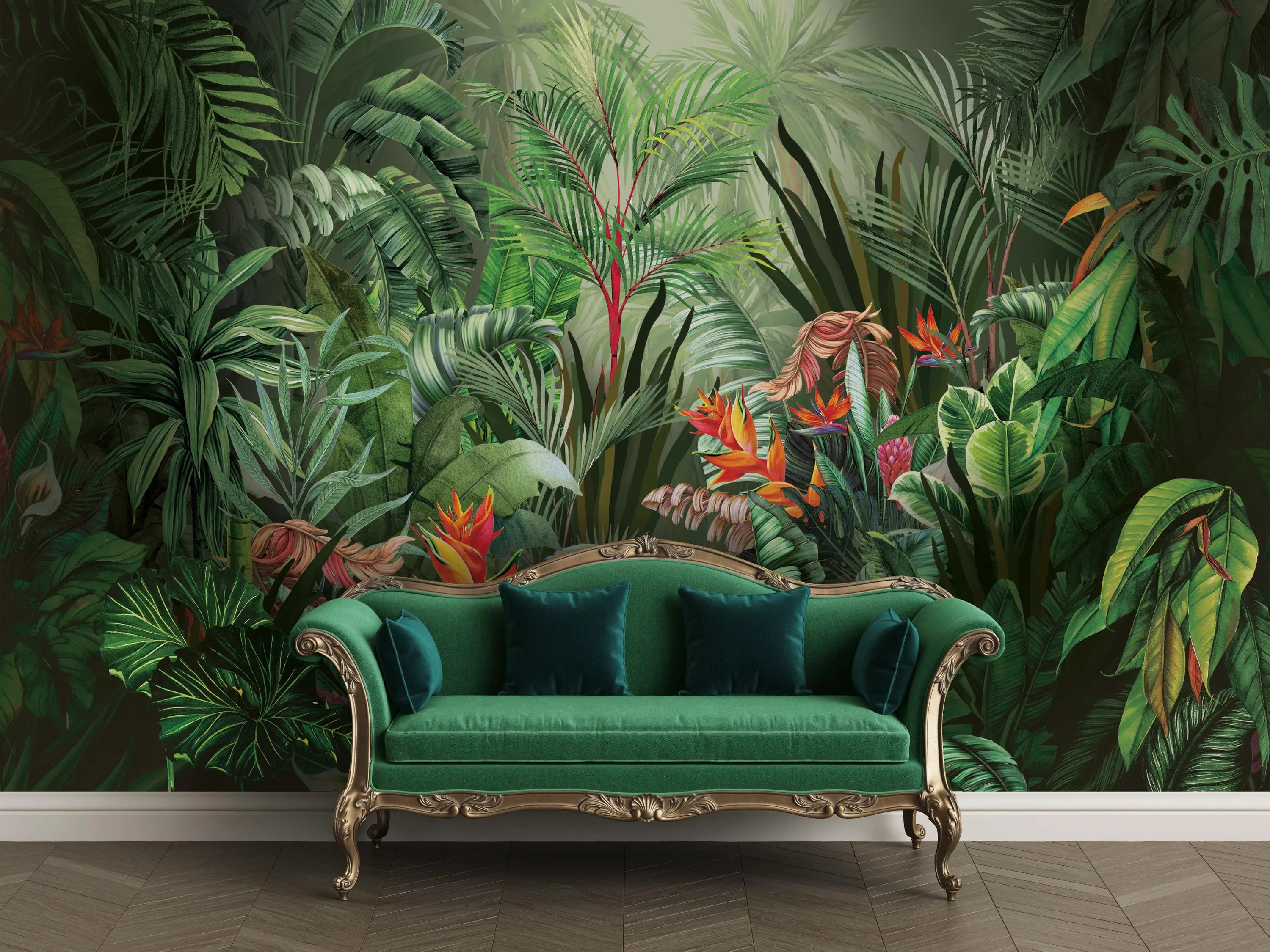 Tropical Rainforest Wallpaper: Exotic Leaves Peel and Stick Wall Mural
