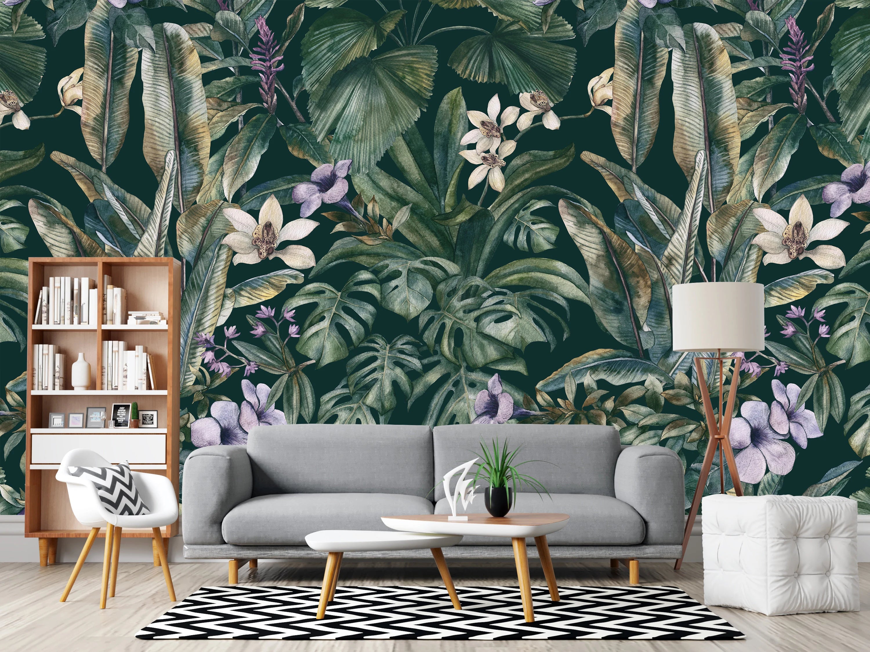 Green Tropical Leaf Wallpaper: Peel and Stick Vinyl Wall Mural