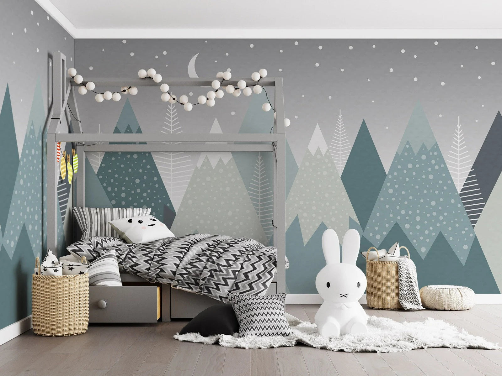 Mountain Nursery Wallpaper Mural: Peel and Stick Kids Room Decor
