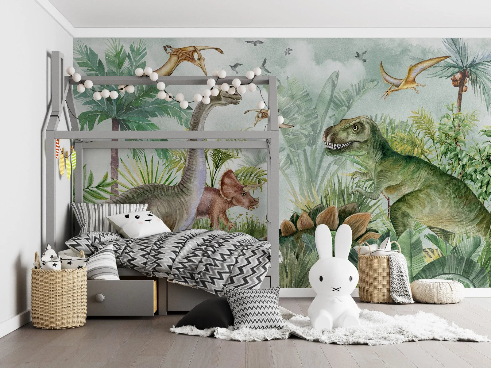 Dinosaur Wallpaper: Jurassic Nursery Peel and Stick Wall Mural
