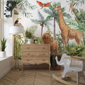 Jungle Safari Animals Wallpaper: Tropical Kids Room Mural (Peel and Stick)
