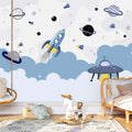 Cartoon Space Nursery Mural: Peel and Stick Galaxy Wallpaper