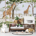 Safari Animals Peel and Stick Wallpaper: Jungle Mural, Children's Room Decor