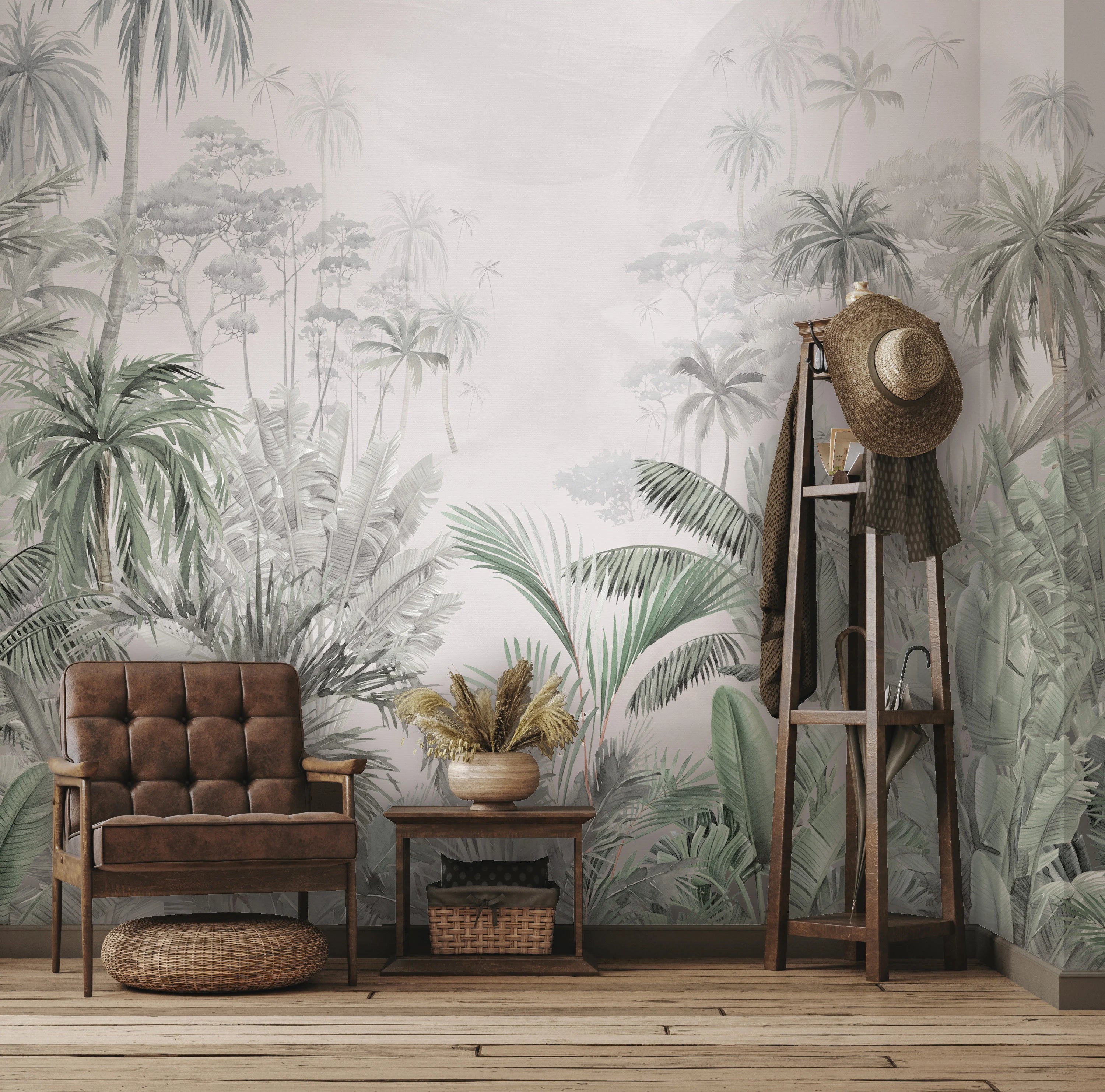 Tropical Palm Tree Wallpaper: Peel and Stick Jungle Wall Mural
