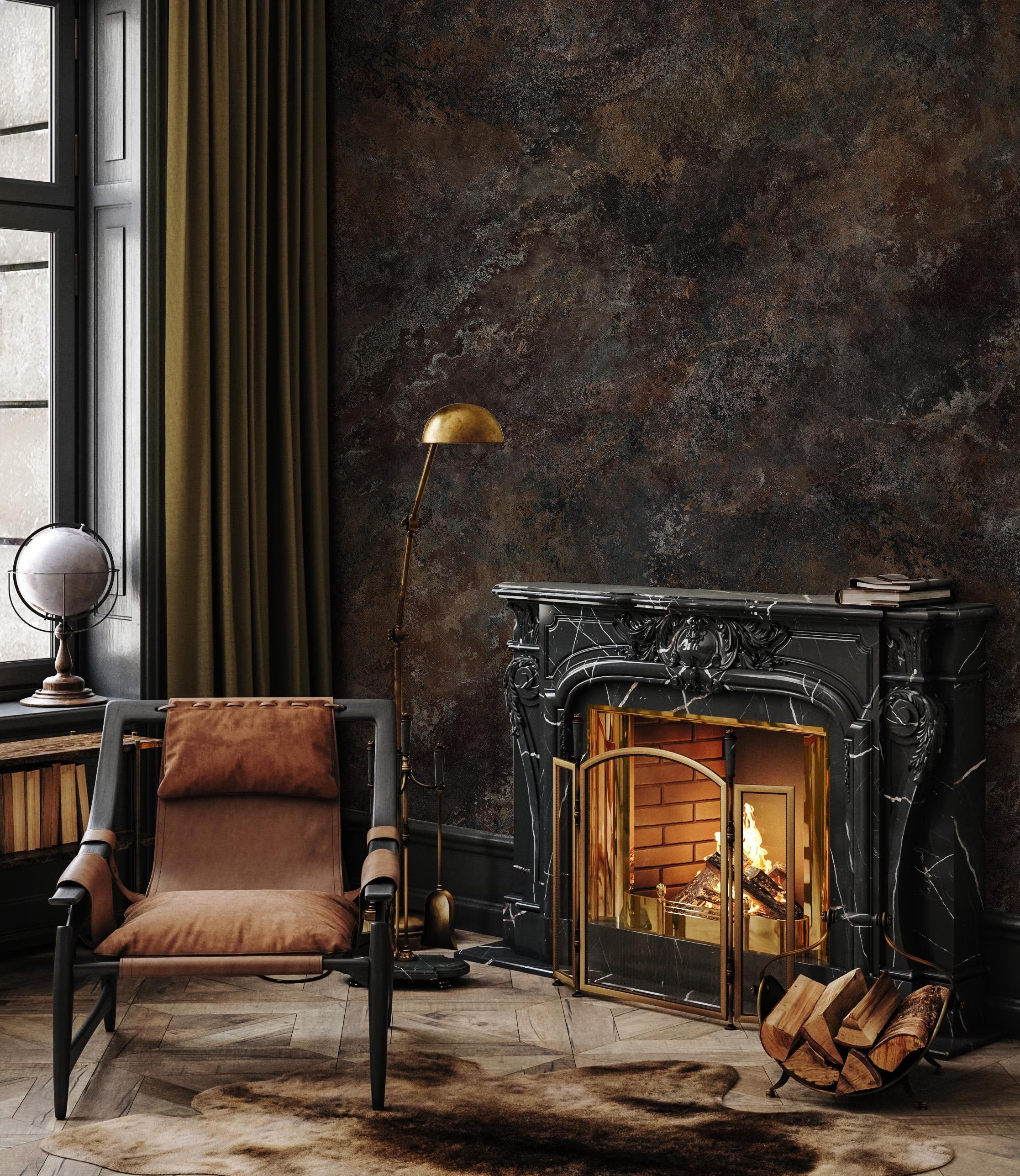 Marble Concrete Texture Wallpaper – Modern Industrial Wall Mural, Dark Texture Stone Look