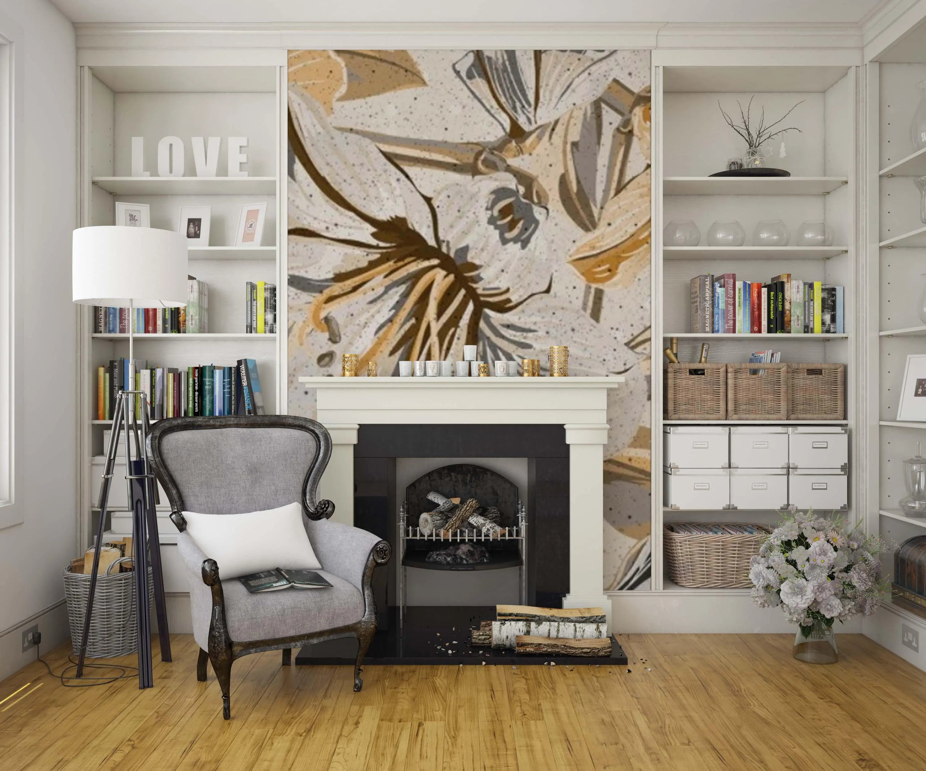 Vintage Floral Peony Wallpaper: Peel and Stick Wall Mural