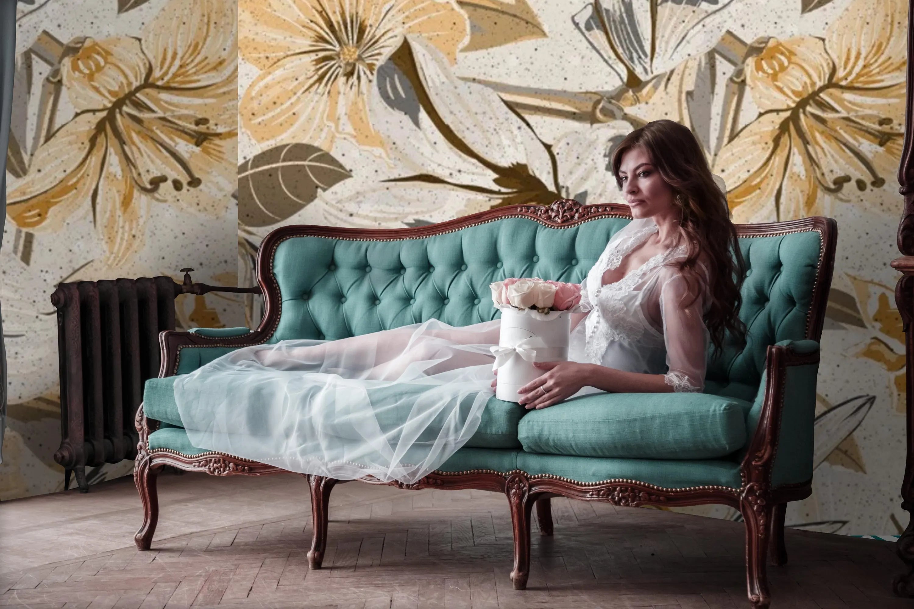 Vintage Floral Peony Wallpaper: Peel and Stick Wall Mural